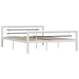 ZNTS Bed Frame without Mattress White and Black Metal 160x200 cm 284548
