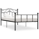 ZNTS 284523 Bed Frame without Mattress Black Metal 90x200 cm