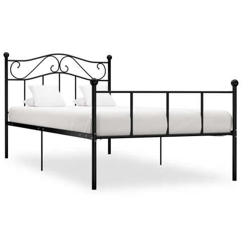 ZNTS 284523 Bed Frame without Mattress Black Metal 90x200 cm