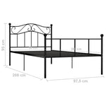 ZNTS 284523 Bed Frame without Mattress Black Metal 90x200 cm