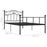 ZNTS 284523 Bed Frame without Mattress Black Metal 90x200 cm