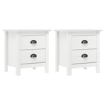 ZNTS Bedside Cabinet Hill 2 pcs White 46x35x49.5 cm Solid Pine Wood 288908