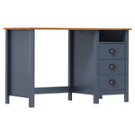 ZNTS Desk Hill with 3 Drawers Grey 120x50x74 cm Solid Pine Wood 288997