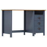 ZNTS Desk Hill with 3 Drawers Grey 120x50x74 cm Solid Pine Wood 288997
