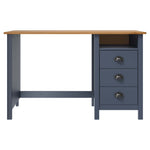 ZNTS Desk Hill with 3 Drawers Grey 120x50x74 cm Solid Pine Wood 288997