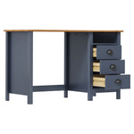 ZNTS Desk Hill with 3 Drawers Grey 120x50x74 cm Solid Pine Wood 288997