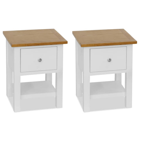 ZNTS Nightstands 2 pcs 36x30x47 cm Solid Oak Wood 3053418