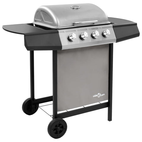 ZNTS Gas BBQ Grill with 4 Burners Black and Silver 3053624