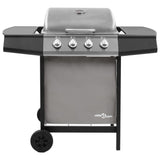 ZNTS Gas BBQ Grill with 4 Burners Black and Silver 3053624