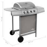 ZNTS Gas BBQ Grill with 4 Burners Silver 3053626