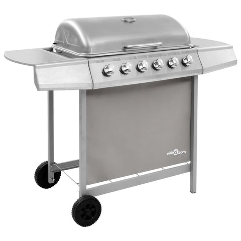 ZNTS Gas BBQ Grill with 6 Burners Silver 3053632