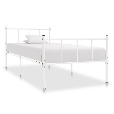 ZNTS Bed Frame White Metal 100x200 cm 284630