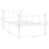 ZNTS Bed Frame White Metal 100x200 cm 284630