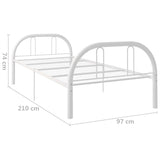 ZNTS Bed Frame White Metal 90x200 cm 284675