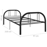 ZNTS Bed Frame Black Metal 90x200 cm 284676
