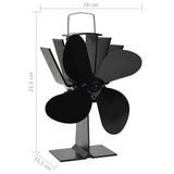 ZNTS Heat Powered Stove Fan 4 Blades Black 51241