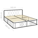 ZNTS Bed Frame Black Metal 160x200 cm 284591