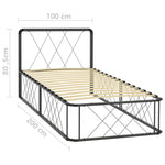 ZNTS Bed Frame Grey Metal 100x200 cm 284595