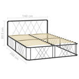ZNTS Bed Frame Grey Metal 140x200 cm 284597