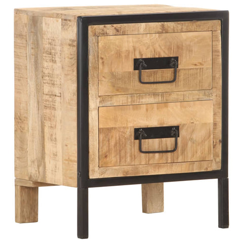 ZNTS Bedside Cabinet 40x30x50 cm Rough Mango Wood 287861