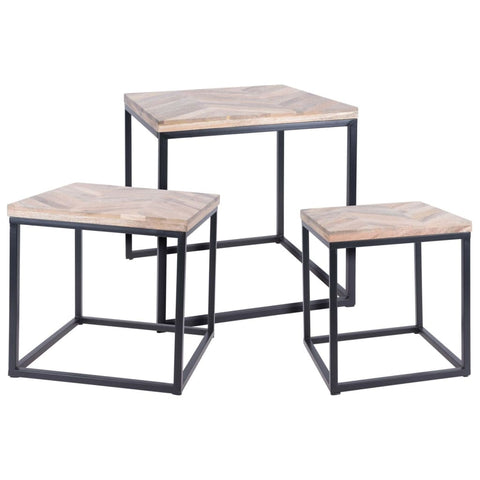 ZNTS H&S Collection Side Table Set 3 pcs Teak 436192