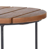 ZNTS H&S Collection 2 Piece Side Table Set Teak Brown 442180