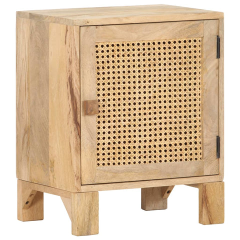 ZNTS Bedside Cabinet 40x30x50 cm Solid Mango Wood and Natural Cane 287744
