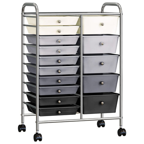 ZNTS XXL 15-Drawer Mobile Storage Trolley Ombre Plastic 320409