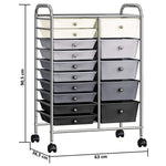 ZNTS XXL 15-Drawer Mobile Storage Trolley Ombre Plastic 320409