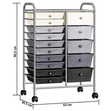 ZNTS XXL 15-Drawer Mobile Storage Trolley Ombre Plastic 320409