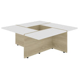 ZNTS Coffee Table White and Sonoma Oak 79.5x79.5x30 cm Engineered Wood 802908