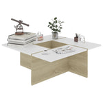 ZNTS Coffee Table White and Sonoma Oak 79.5x79.5x30 cm Engineered Wood 802908