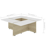 ZNTS Coffee Table White and Sonoma Oak 79.5x79.5x30 cm Engineered Wood 802908
