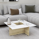ZNTS Coffee Table White and Sonoma Oak 79.5x79.5x30 cm Engineered Wood 802908