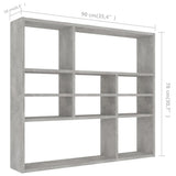 ZNTS Wall Shelf Concrete Grey 90x16x78 cm Engineered Wood 802943