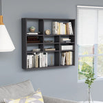 ZNTS Wall Shelf High Gloss Grey 90x16x78 cm Engineered Wood 802947