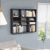 ZNTS Wall Shelf High Gloss Grey 90x16x78 cm Engineered Wood 802947