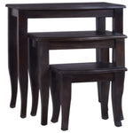 ZNTS Side Tables 3 pcs Light Black Coffee Solid Mahogany Wood 288857