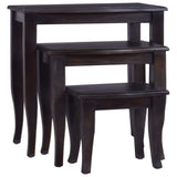 ZNTS Side Tables 3 pcs Light Black Coffee Solid Mahogany Wood 288857