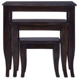 ZNTS Side Tables 3 pcs Light Black Coffee Solid Mahogany Wood 288857