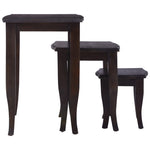 ZNTS Side Tables 3 pcs Light Black Coffee Solid Mahogany Wood 288857