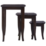 ZNTS Side Tables 3 pcs Light Black Coffee Solid Mahogany Wood 288857