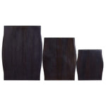 ZNTS Side Tables 3 pcs Light Black Coffee Solid Mahogany Wood 288857