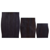 ZNTS Side Tables 3 pcs Light Black Coffee Solid Mahogany Wood 288857