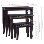 ZNTS Side Tables 3 pcs Light Black Coffee Solid Mahogany Wood 288857
