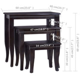 ZNTS Side Tables 3 pcs Light Black Coffee Solid Mahogany Wood 288857