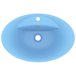 ZNTS Luxury Basin Overflow Oval Matt Light Blue 58.5x39 cm Ceramic 146934