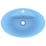 ZNTS Luxury Basin Overflow Oval Matt Light Blue 58.5x39 cm Ceramic 146934