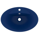 ZNTS Luxury Basin Overflow Oval Matt Dark Blue 58.5x39 cm Ceramic 146935