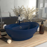ZNTS Luxury Basin Overflow Oval Matt Dark Blue 58.5x39 cm Ceramic 146935